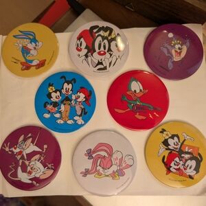 Colorful Cartoon Character Warner Bros 1995 Vintage Button Set
